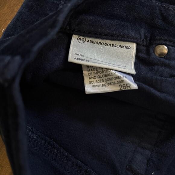 AG Adriano Goldschmied size 26 Deep Blue Skinny Jeans Low Rise Velour - Picture 9 of 11